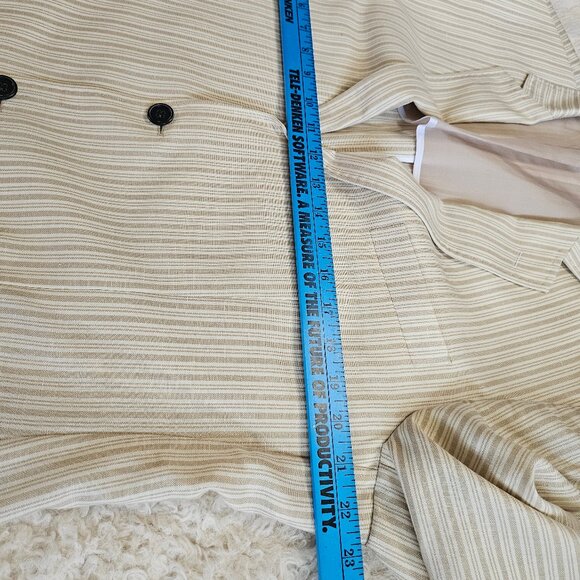 Italian Soft Men’s Linen Blend Beige Striped Event Casual Suit Size 44T/Medium - Picture 5 of 10
